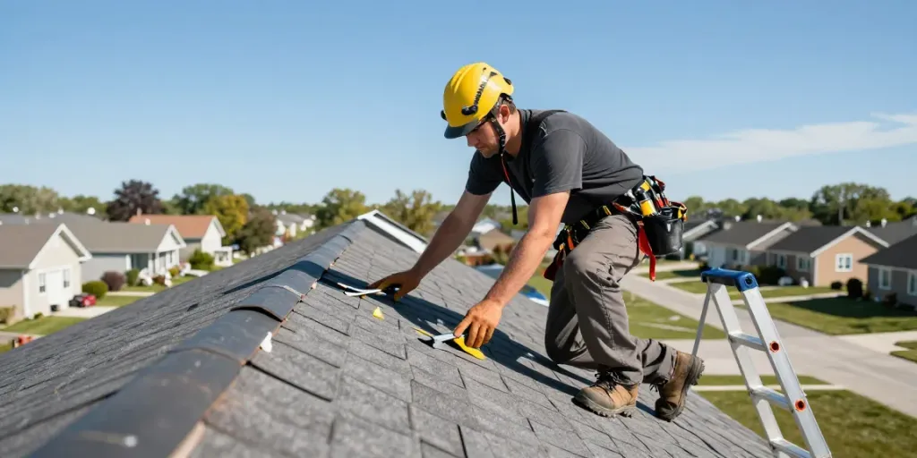 Ontario Roofing Contractors inspecting a residential roof for quality assurance.