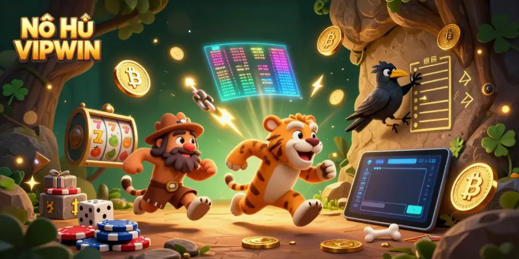 Engage in the thrilling jackpot excitement of Nổ Hũ VIPWIN with vibrant 3D characters and golden gameplay elements.